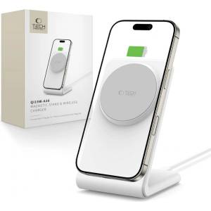 Tech-Protect Безжично зарядно устройство 15W с MagSafe и стойка от Tech Protect QI-A38 - Бяло (5906302372201)