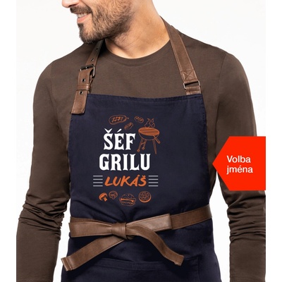 Kariban Zástěra na grilování se jménem Exclusive Šéf grilu Tmavě modrá Navy