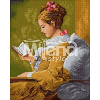 Milena Style Момиче с книга - гоблен със схема конци Ariadna 1: 1