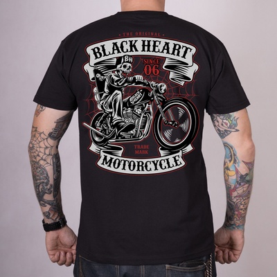 Motorkářské Black Heart tričko SKELETON CHOPPER černá