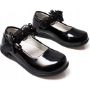 Balerínkové laky s čipkou, kožená vložka perličky čierne