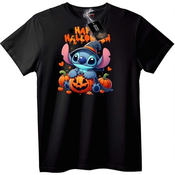 NOONEBRAND Тениска Стич Halloween тиква - 2XL, Black
