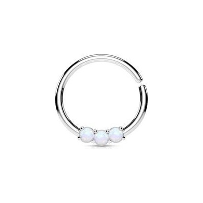 Šperky4U piercing do nosu ucha kruh s bílými opály N01168-W