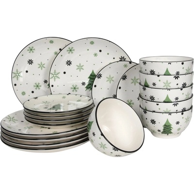 HIT Vánoční keramická jídelní sada stromeček 18 ks