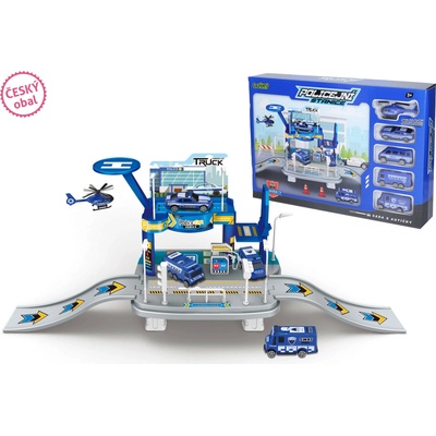 Wiky Vehicles Garáž Policejní stanice s pumpou set 65 cm - český obal