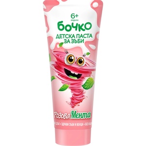 Бочко Детска паста за зъби Бочко - Розова мента, 6+ г, 75 ml