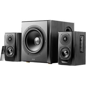 Edifier Тонколони Edifier S351DB 2.1, 150W RMS, Bluetooth V5.1, Optical, Coaxial, RCA, PC, AUX, DSP&DRC, MDF корпус, Дистанционно управление, Черен (S351DB-BL)