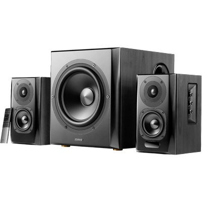 Edifier Тонколони Edifier S351DB 2.1, 150W RMS, Bluetooth V5.1, Optical, Coaxial, RCA, PC, AUX, DSP&DRC, MDF корпус, Дистанционно управление, Черен (S351DB-BL)