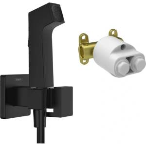 Hansgrohe Комплект хигиеничен душ с вграден корпус Hansgrohe Bidette E EcoSmart, 1 струя, матово черно (29233670+29235180)
