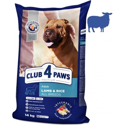 Club4Paws Premium pre dospelých psov všetkýh plemien jahňa a rýža 14 kg