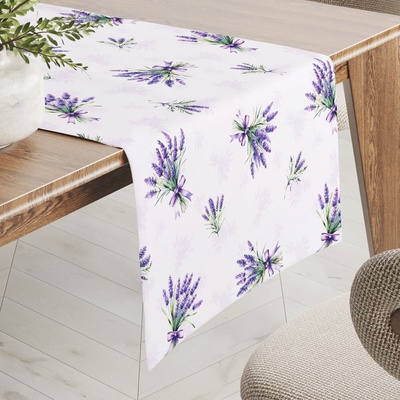 Biante Teflónový behúň TF-128 Vetvičky levandúľ na bielom 20x140 cm