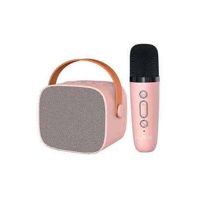 Reproduktor prenosný BLUETOOTH MAXLIFE MXKS 100 PINK a 1 mikrofón karaoke 6W
