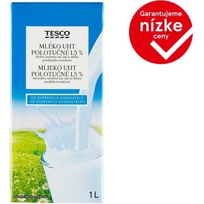 Tesco Mlieko UHT polotučné 1,5 % 1 l