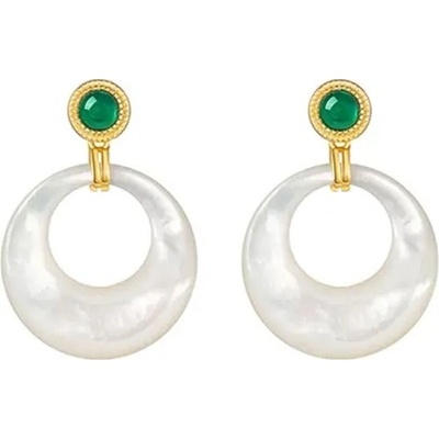 JAY Perleťové náušnice Bao zirkon stříbrné zapínání JAY-9203-ZS56084 zlatá