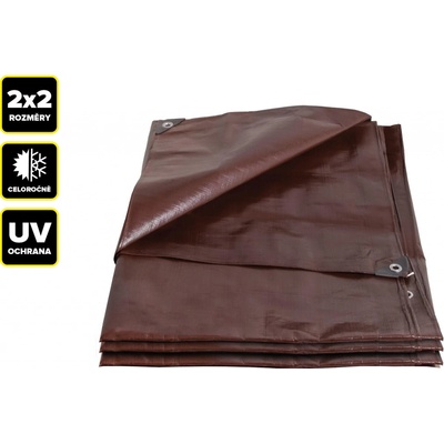 Proteco 10.88-P200-2-2 plachta 2x2 m EXTRA SILNÁ PROFI nepromokavá s okami hnedá 200 g/m2