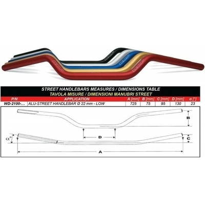 Řidítka WRP ALU-STREET nižší červená 203.2100-003