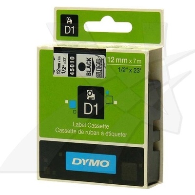 Dymo originál páska do tlačiarne štítkov, Dymo, 45010, S0720500, čierny tlač/priehľadný podklad, 7m, 12mm, D1