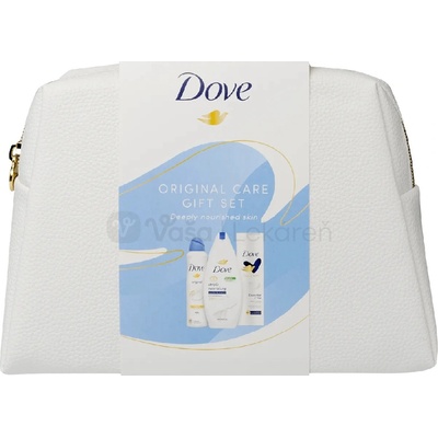 Dove Original sprchový gél 250 ml + telové mlieko 250 ml + deospray 150 ml + kozmetická taška darčeková sada