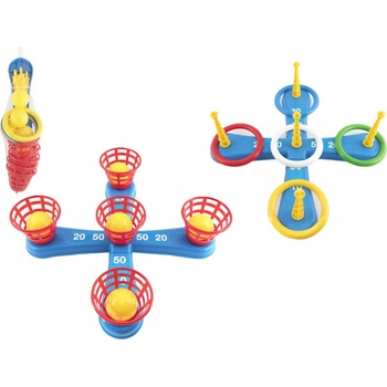 Teddies Házecí hra plast kříž s kruhy + košíčky s míčky