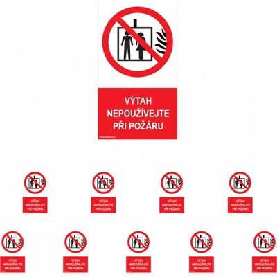 Walteco Výtah nepoužívejte při požáru 80x150mm, samolepka Množství: 10 ks , 20008BP2