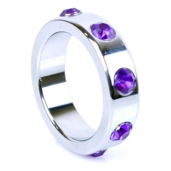 1Sexy Метален пенис пръстен Purple Diamonds 4, 5 см