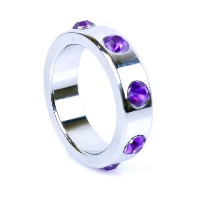 1Sexy Метален пенис пръстен Purple Diamonds 4, 5 см