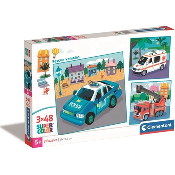 Clementoni - Puzzle 3x48 Rescue Vehicles - 40 - 99 piese