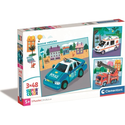 Clementoni - Puzzle 3x48 Rescue Vehicles - 40 - 99 piese