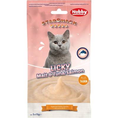 Nobby Starsnack Licky Cat mäsové pyré s tuniakem, lososom a sladem 5x15 g
