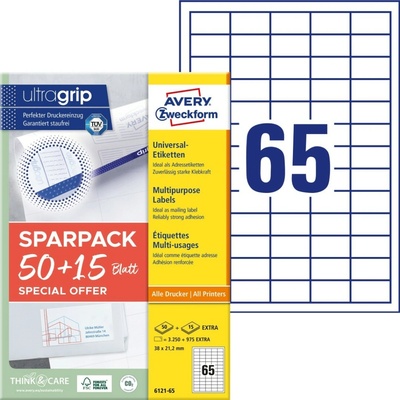 Avery Zweckform 6121-65 Samolepicí etikety 38x21,2 mm 4225 ks bílé