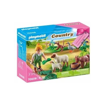 PLAYMOBIL Детски комплект Playmobil, Подаръчен комплект: Фермер с животни, 2970608