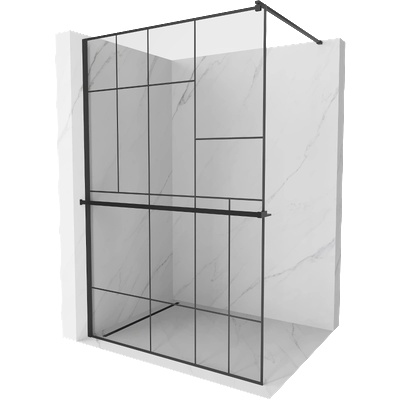 Mexen Kioto+ душ екран с рафт Walk-in 90 x 200 cm, черен модел, черен - 800-090-121-70-78 (800-090-121-70-78)