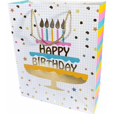 Darčeková taška veľká Happy Birthday s trblietkami Typ: 1