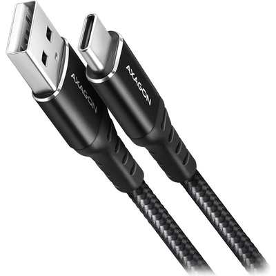 Axagon BUCM-AM10AB HQ USB-C USB-A, USB 2.0, 3A, ALU, oplet, 1m, černý