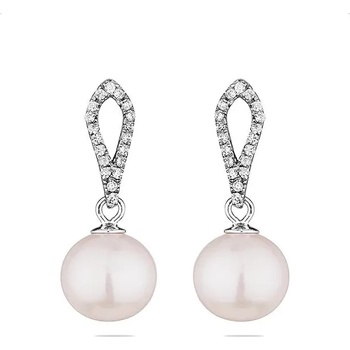 Image 1 of Swan Сребърни обици със сладководни бели перли IE0615 Swan