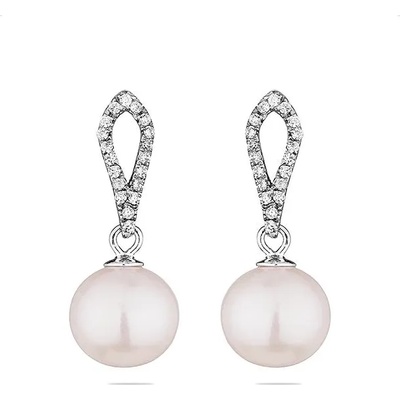 Swan Сребърни обици със сладководни бели перли IE0615 Swan