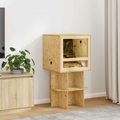 VidaXL terárium z OSB hnědé s teploměrem 50 x 50 x 50 cm 9799.876728