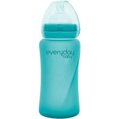 Everyday Baby fľaša sklo s teplotným senzorom Turquoise 240 ml