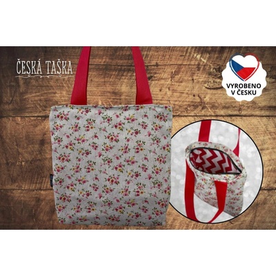 Česká Taška Taškokabelka VINTAGE ROSEFIELD L česká ručně šitá taška s podšívkou a zipem 38×38 cm