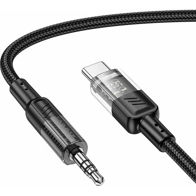 Hoco UPA27 Crystal Clear prepájací AUX USB-C / 3,5 mm jack na iPhone/iPad, černý