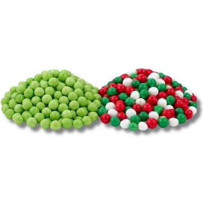 Cukrové perly SweetArt světle zelené a Christmas mix 7 mm (120 g)