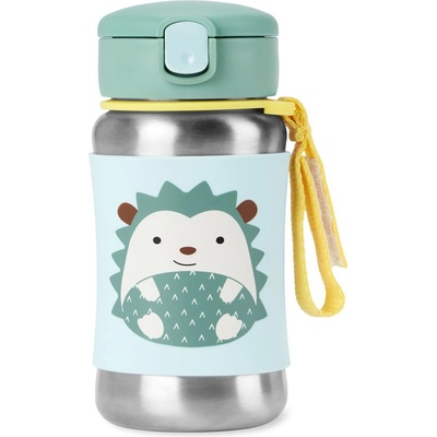 Skip Hop Spark Style Láhev s brčkem na vodu nerez Ježek 12m+ 350 ml
