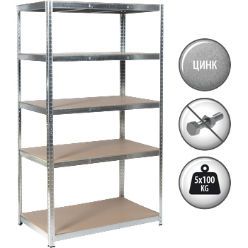 Carmen Метален стелаж Carmen CR-1017 - 180х100х40 см, до 100 кг на рафт - цинк
