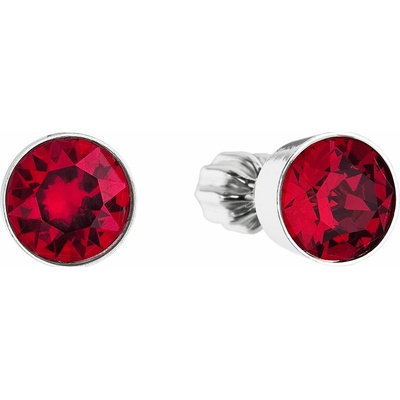 Evolution Group strieborné náušnice kôstka s krištálmi červené okrúhle 31113.3 ruby