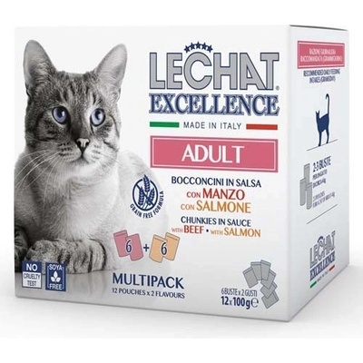 Monge Lechat Excelence Adult hovězí losos 12 x 100 g