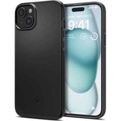 Spigen Противоударен Калъф за iPhone 15, Spigen Thin Fit Case, Черен (ACS06776)