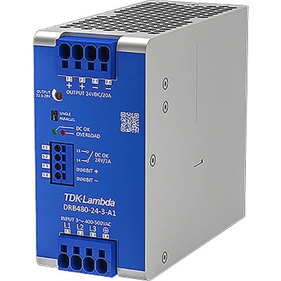 TDK DRB480-24-3-A1 sieťový zdroj na montážnu lištu (DIN lištu), 24 V/DC, 20 A, 480 W, výstupy 1 x