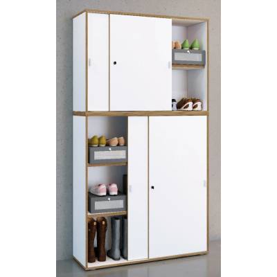 VCM s posuvnými dveřmi Salia B100 s 5 přihrádkami 100 × 37 × 183 cm bílý