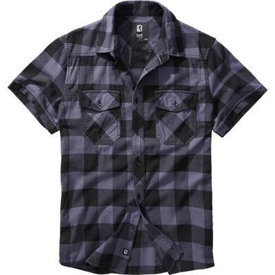 Brandit checkshirt halfsleeve čierna/sivá