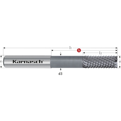 Karnasch 3065910800100 | Tvrdokovová diamantom povlakovaná, hrubovacia stopková fréza ostrohranná 8,0x25-100x8 mm, Z=6